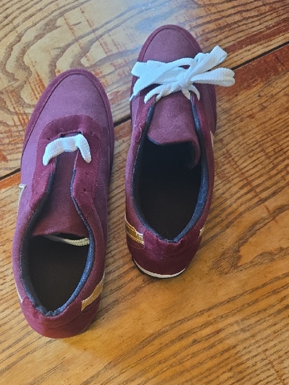 Maroon Suede Sneakers Size 11 US/ Size 45 EUwith White Laces By Polligie - Picture 4 of 13